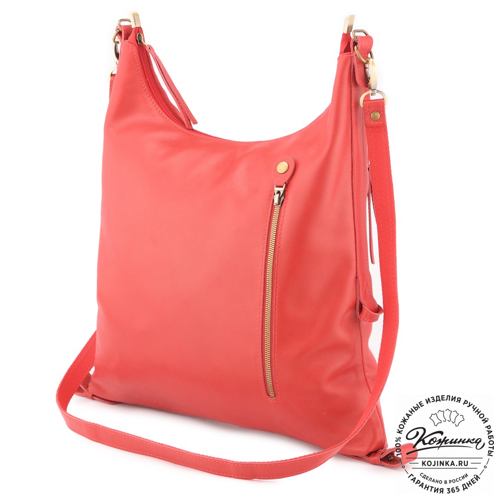  Женская кожаная сумка "Эмилия" (красная)